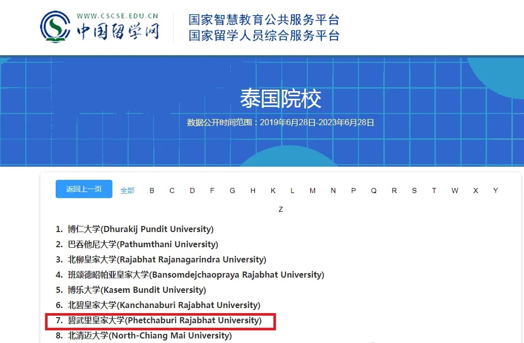 碧武里皇家大学是留服认证名单里的吗